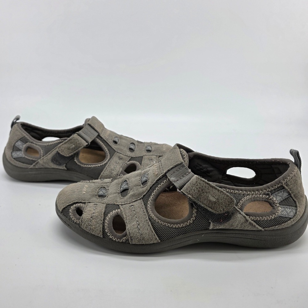 Earth Origins Camby Fisherman Sandals Grey Suede Mesh Flats Shoes 7 M Gorpcore